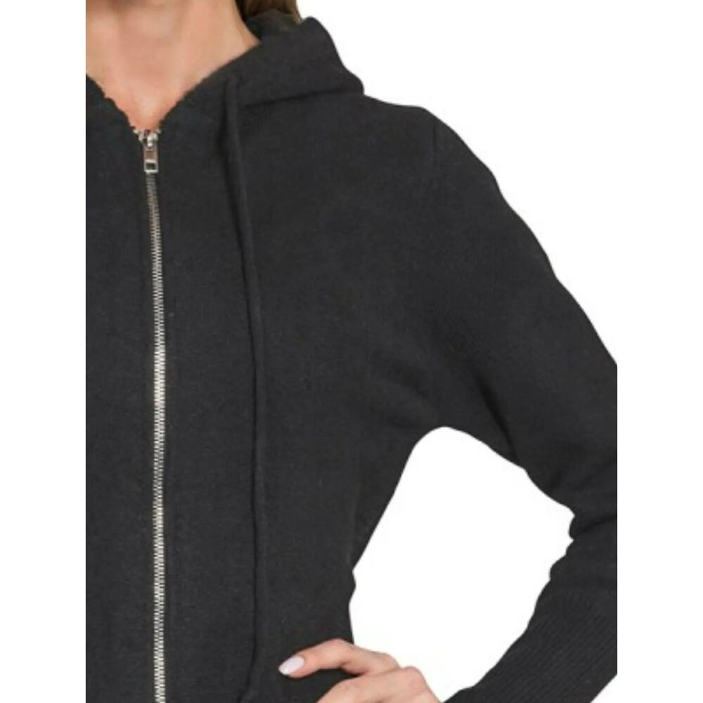 Zenana - Zip Up Hooded Cardigan - Large - Picture 3 of 4